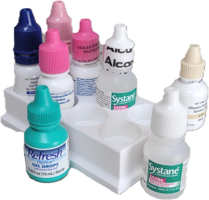 Znet3D Eye Drop Bottles Organizer & Storage – 8-Slot Holder (White) - Image 5